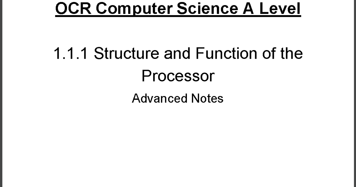 OCR A-Level Advanced Notes - Computer Systems - PMT Education