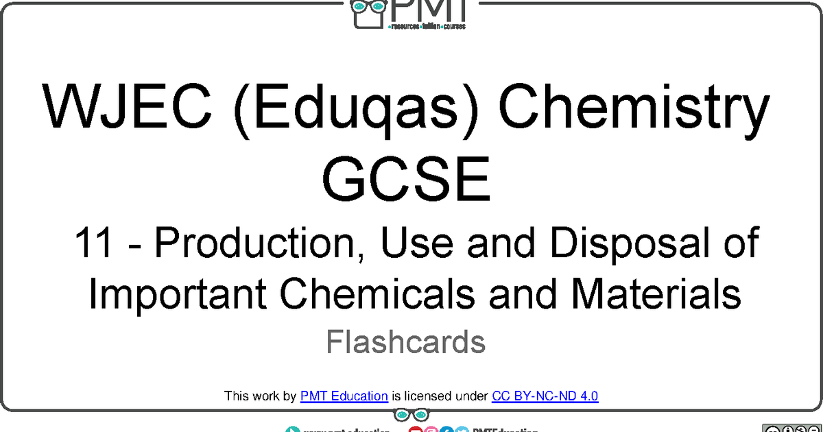 WJEC (England) GCSE Chemistry Flashcards PMT Education