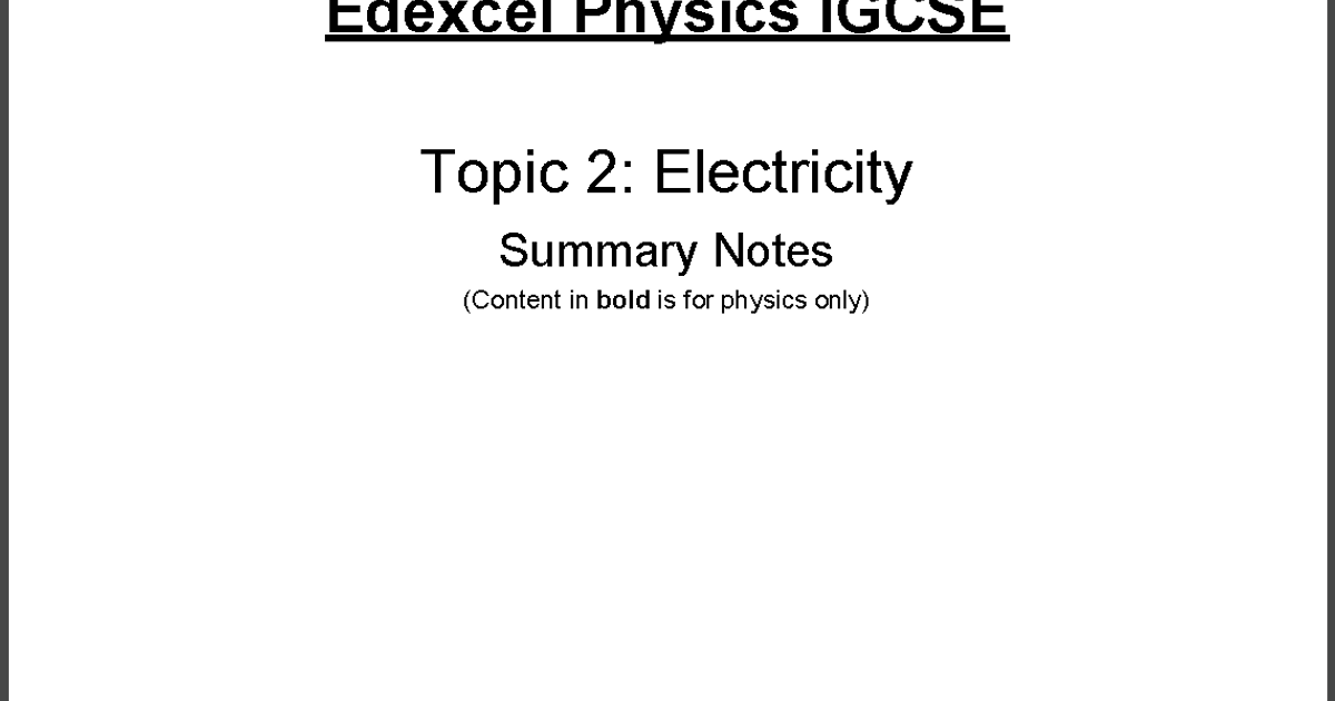 Summary notes bundle edexcel physics igcse pmt education