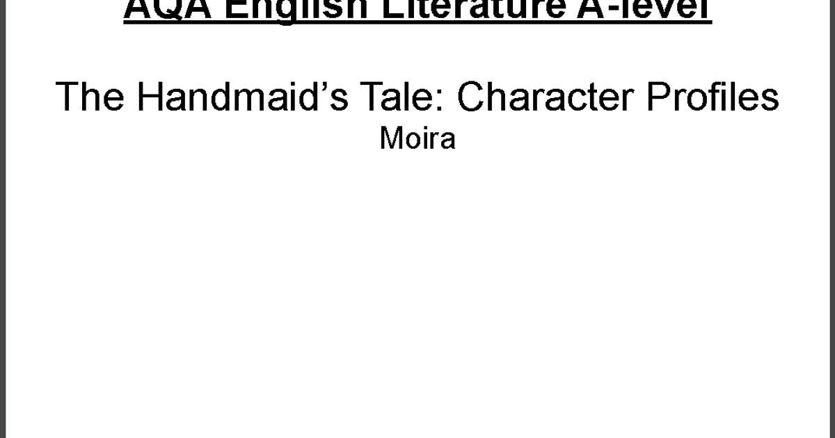 Detailed Notes The Handmaid's Tale AQA (A) PMT Education